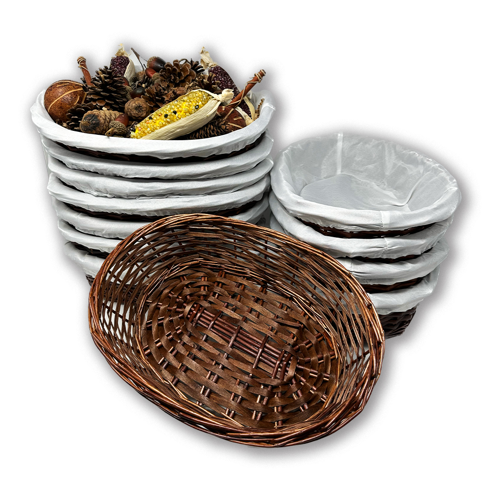 12 Pack - Savannah Large Oval Utility with Cloth Liner Basket